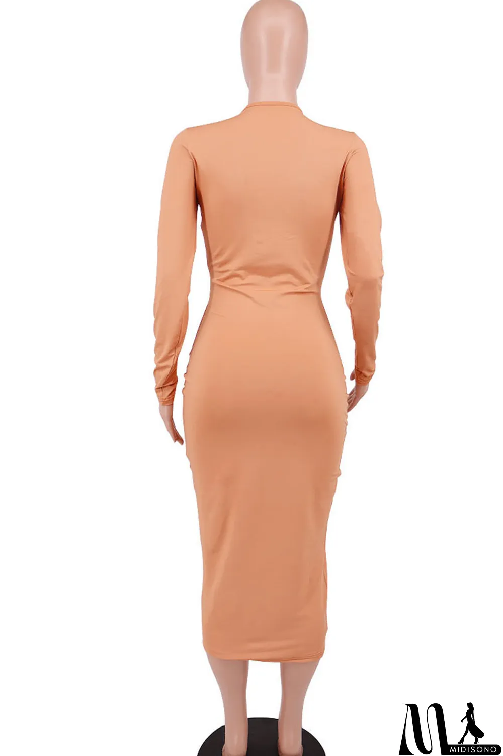 MidiSono - Black Sexy Solid Split Joint V Neck One Step Skirt Dresses