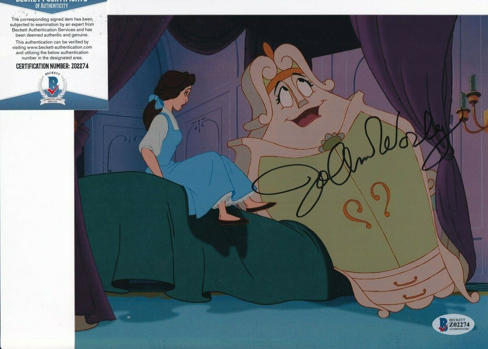 JO ANNE WORLEY signed (BEAUTY AND THE BEAST) Movie 8X10 Photo Poster painting BECKETT BAS Z02274