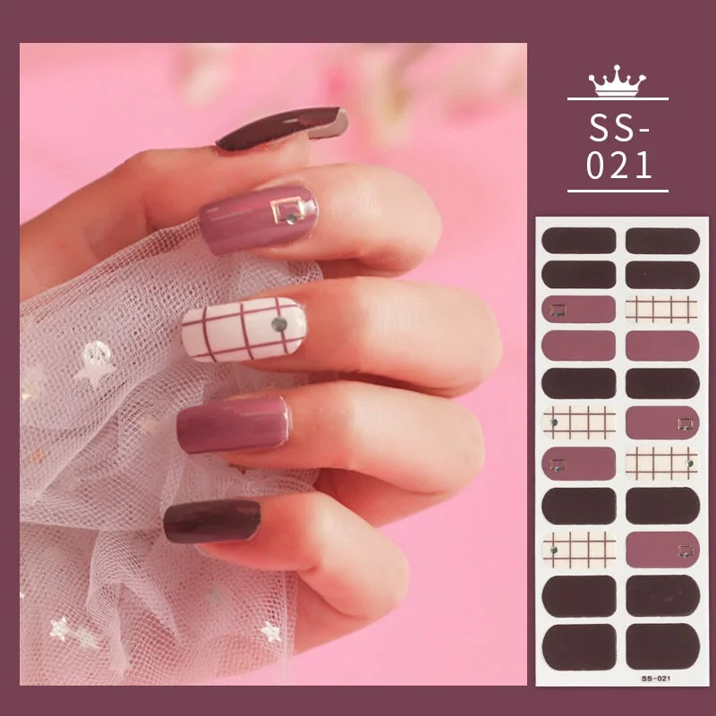 22Tips Colorful Nail Stickers Nail Accesoires Full Cover Stickers for Nails Self Adhesive Nail Art Nails Sticker Designer Shiny