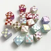 100PCS Lovely Flashing Painting Square Plaid Dice DIY Beads