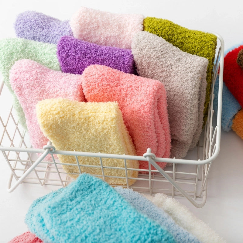 Coral Velvet Socks Women’s Hot Carpet Velvet Socks Winter Solid Color Thickened Floor Sleeping Plush Socks