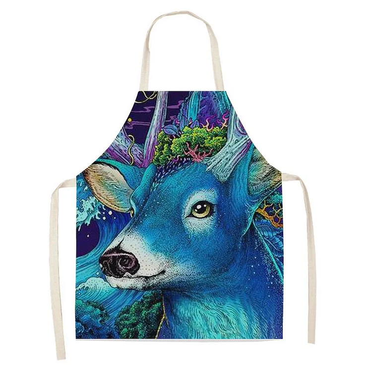Waterproof Linen Kitchen Apron -deer