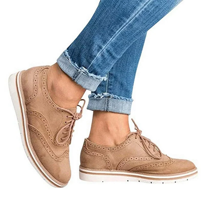 Vstacam 2023 Sneakers Women Leather Platform Shoes Women Casual Shoes Flats Leather Shoes Cut-Outs Flat Plus Size 35-43