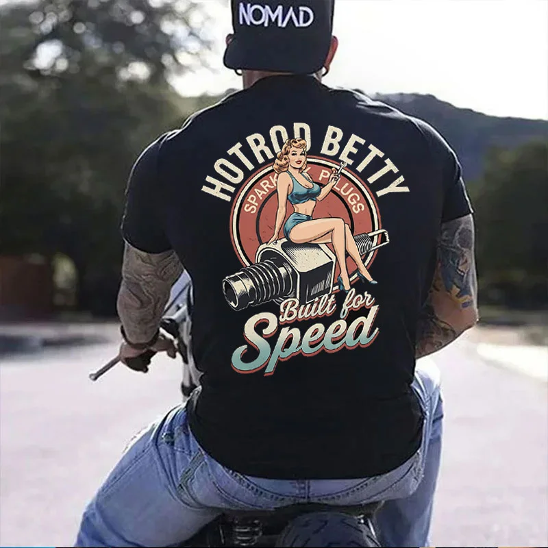 HOTROD BETTY BUILT FOR SPEED Sexy Lady Print Men's T-shirt