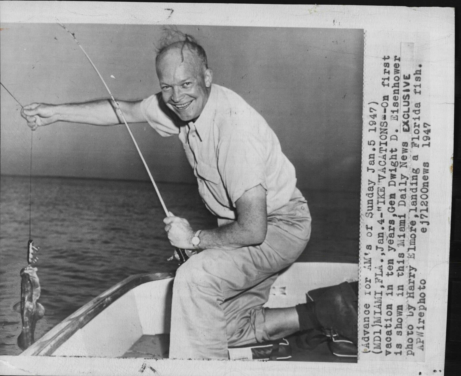 President Dwight D Eisenhower Fishing Lot of 9 Press Photo Poster paintings