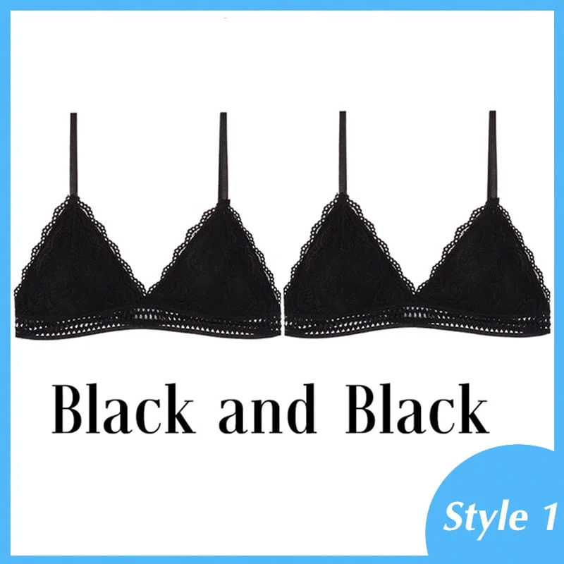 French Style Bralette Seamless Deep V Lace Bra Wireless Thin Underwear Sexy Lingerie Soft Push Up Bras For Women Hot