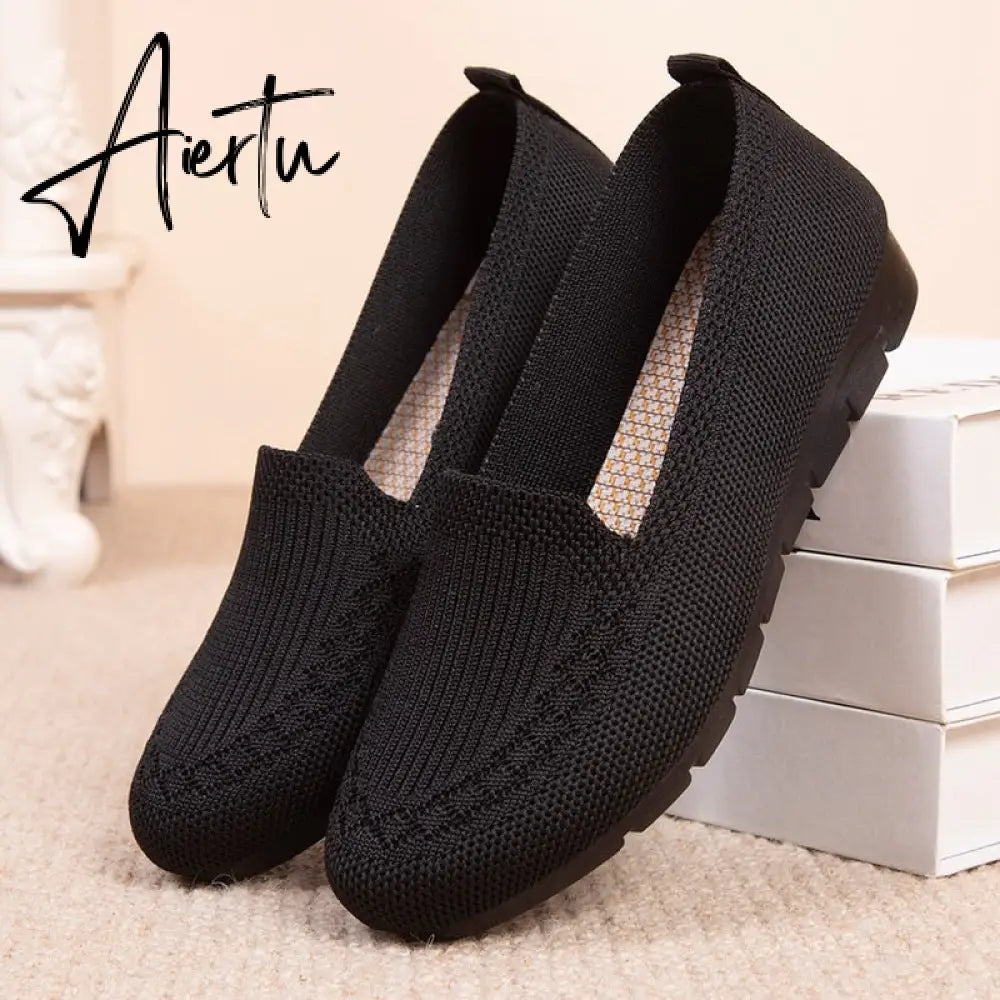 New Mesh Breathable Sneakers Women Breathable Light Slip on Flat Casual Shoes Ladies Loafers Socks Shoes Women Zapatillas Mujer Aiertu