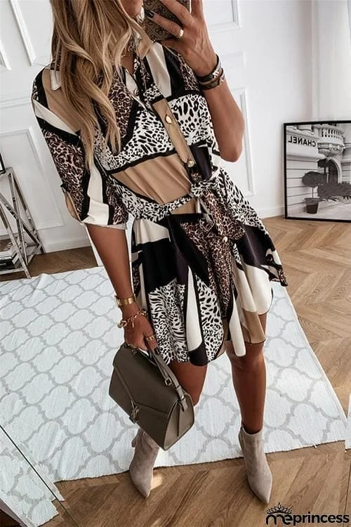 Animal Print Belted Mini Dress