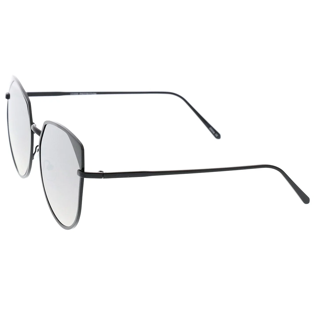 Women's Oversize Cat Eye glasses With Colored Mirror Flat Lens 59mm