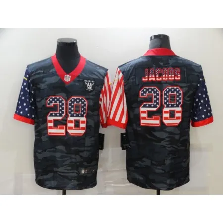 Men's Las Vegas Raiders #28 Josh Jacobs Camo USA Flag Limited Stitched Jersey