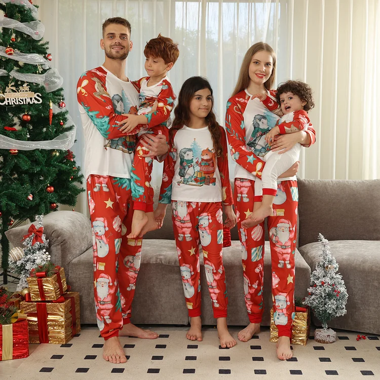 Christmas Squirrels Animals Cartoon Print Family Matching Pajamas Sets