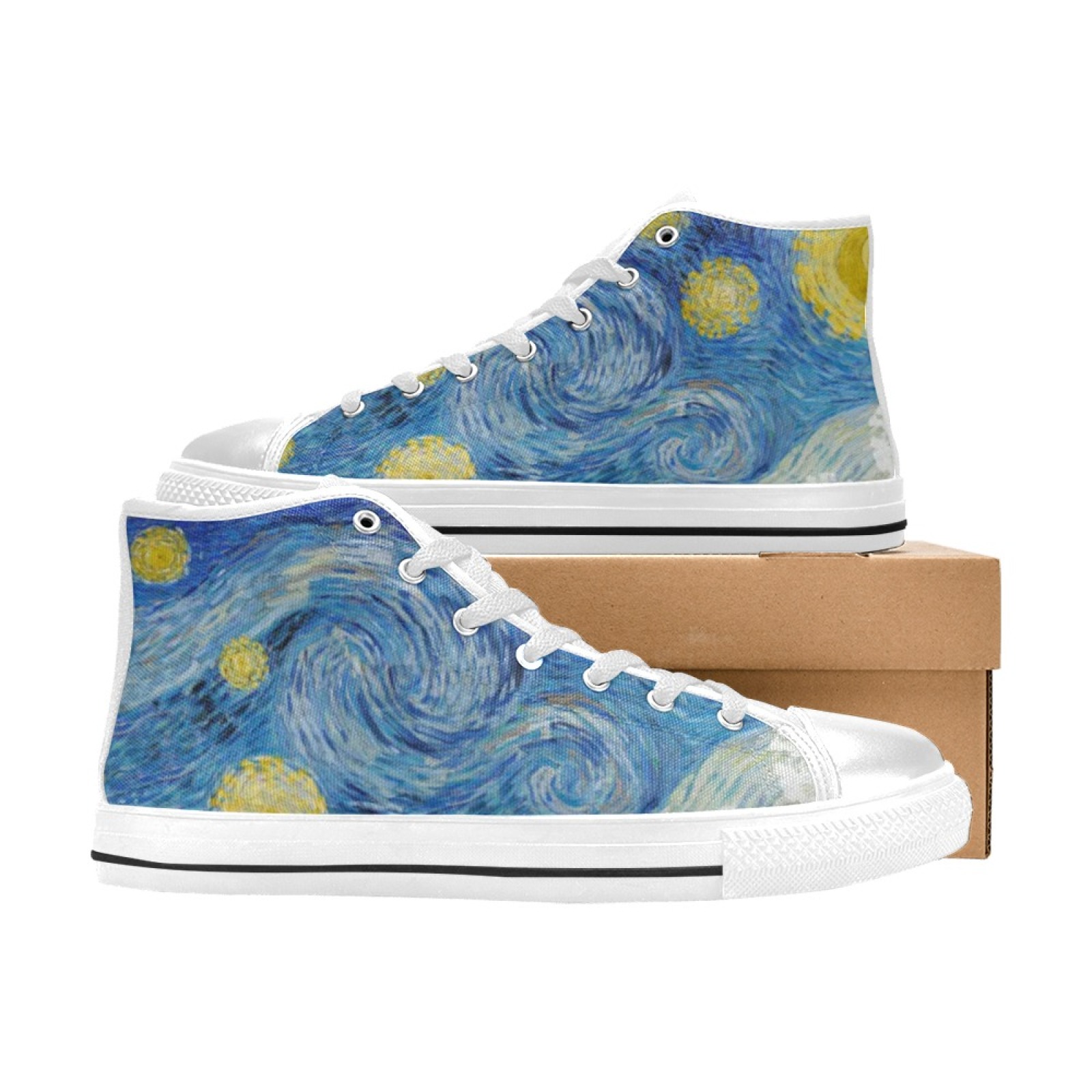 Original Design Oil Painting High Top Women's Canvas Shoes