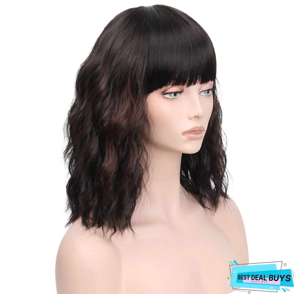 Short Curly Wig Female Chemical Fiber Wig Water Corrugated Wig Head Cover