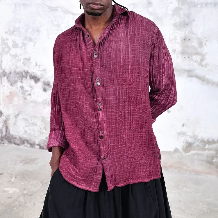 Men's Linen Shirts Sexy Bohemian Men's Cardigan Shirts e952