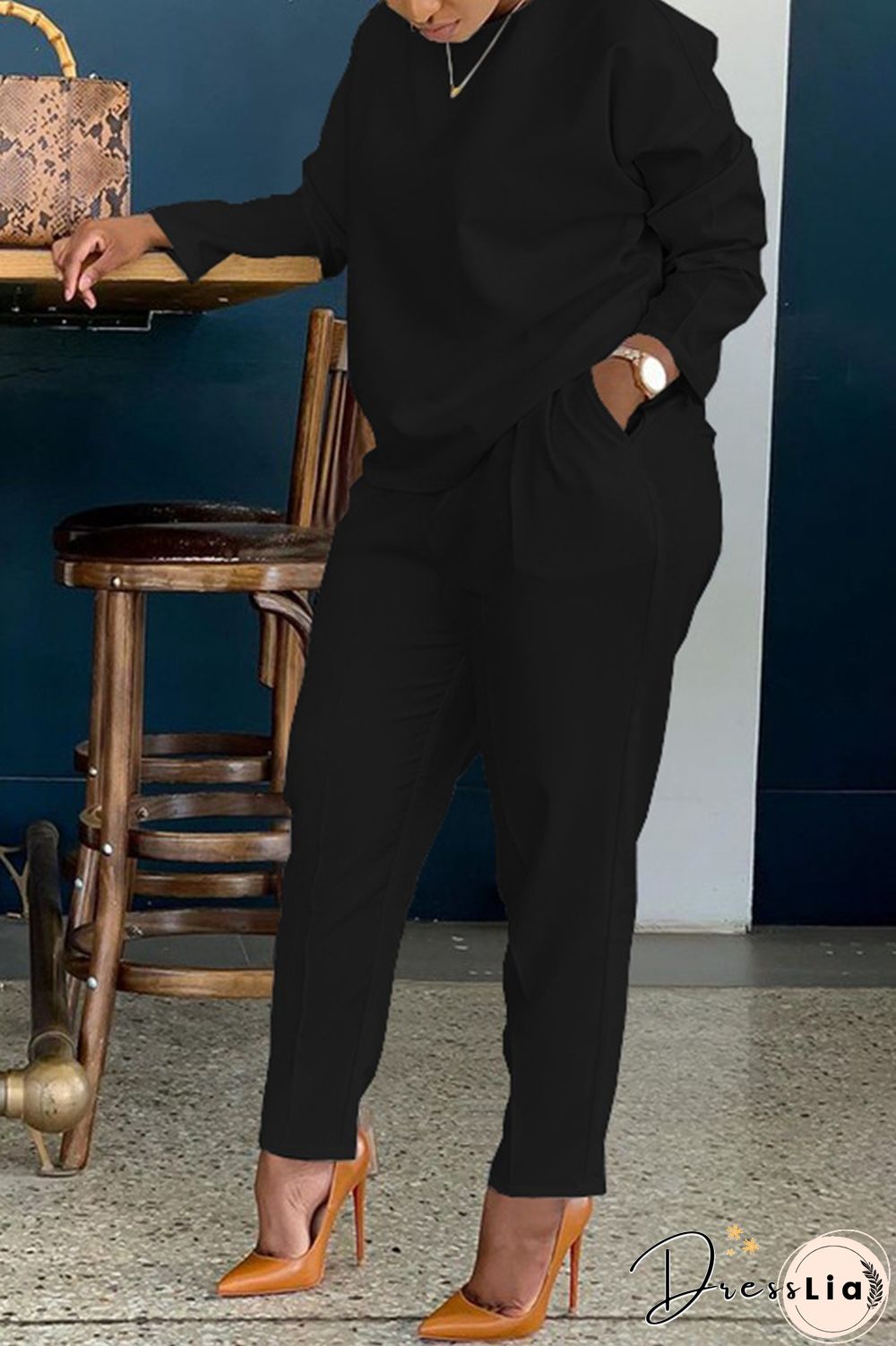 Long Sleeves T shirt Sportswear Two Piece Pants Set