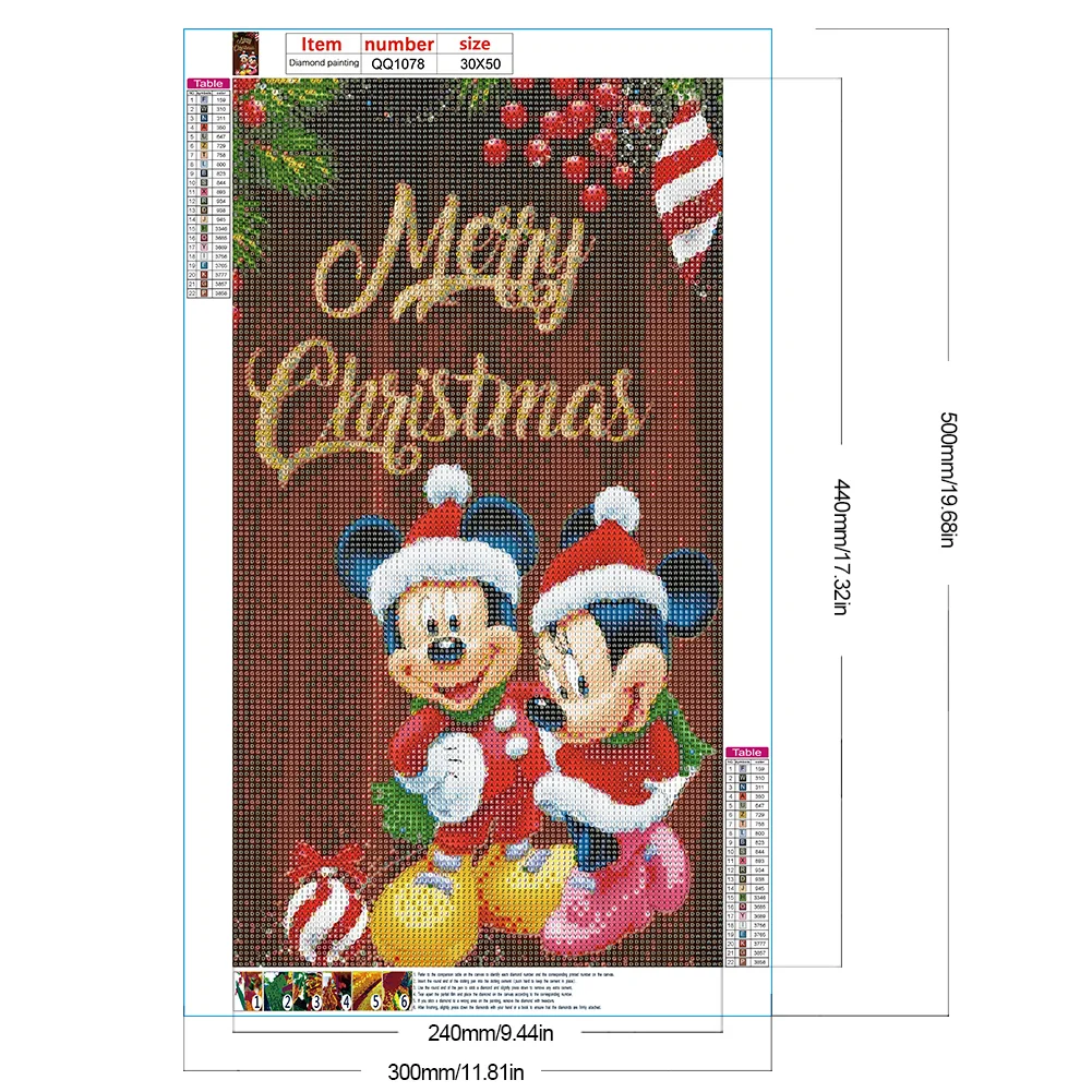 Full Round Diamond Painting 30*50cm - Mickey Mouse At Christmas