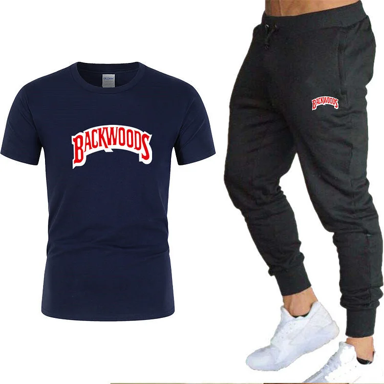 Backwoods Men T-shirt & Casual Pants Two-piece Suit