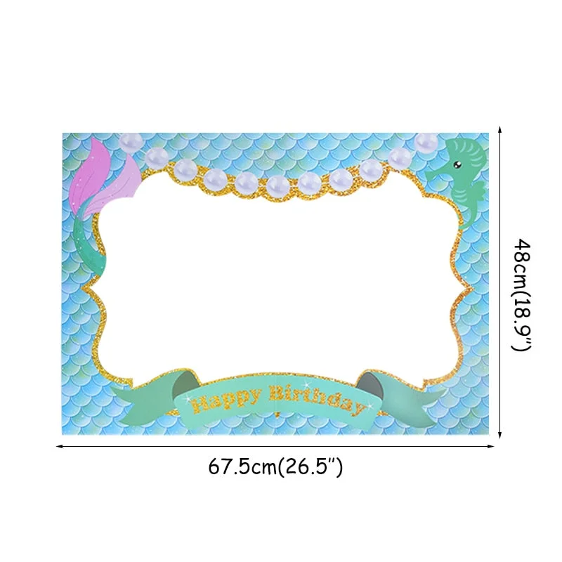 Mermaid Party Paper Photo Booth Props Baby Shower Girl Party Decoration Photo Frame Under The Sea Little Mermaid Birthday Party