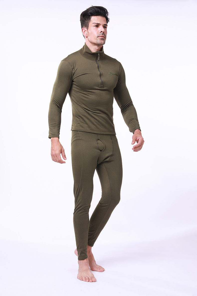Pure Color Half-Zipper High-Neck Fleece Soft Thermal Underwear Sets Pure Color Half-Zipper High-Neck Fleece Soft Thermal Underwear Sets