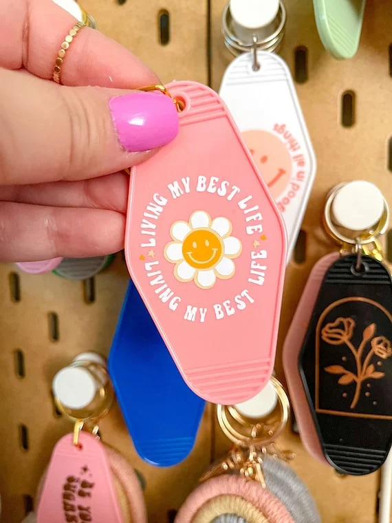 Living My Best Life Motel Retro Keychain