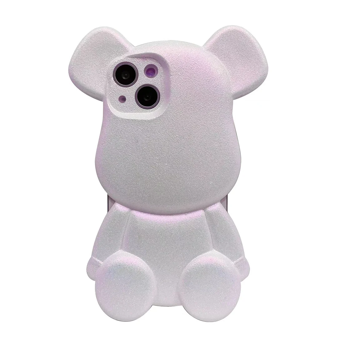 3D Toy Glitter Solid Color Bear Phone Case