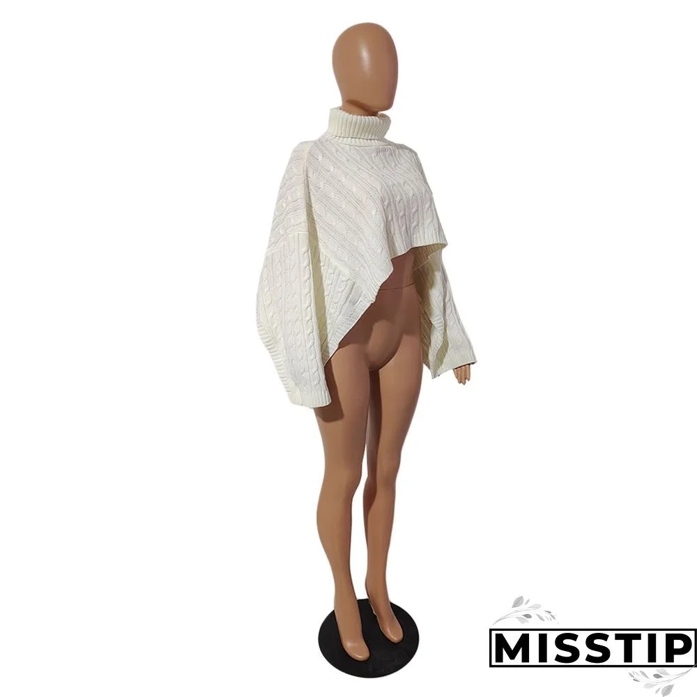 Winter Pullover Turtleneck Knitted Shawl Crop Sweaters