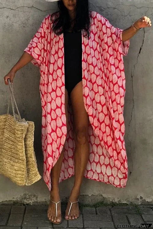 Leaf Belted Kimono Cardigan