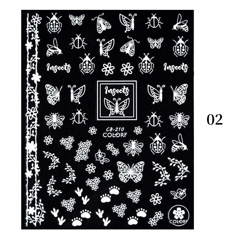 Black White Gold Butterfly 3D Nails Sticker Geometry Decals Flower DIY Decals Designs For Nail Art Manicures Decorations Salon