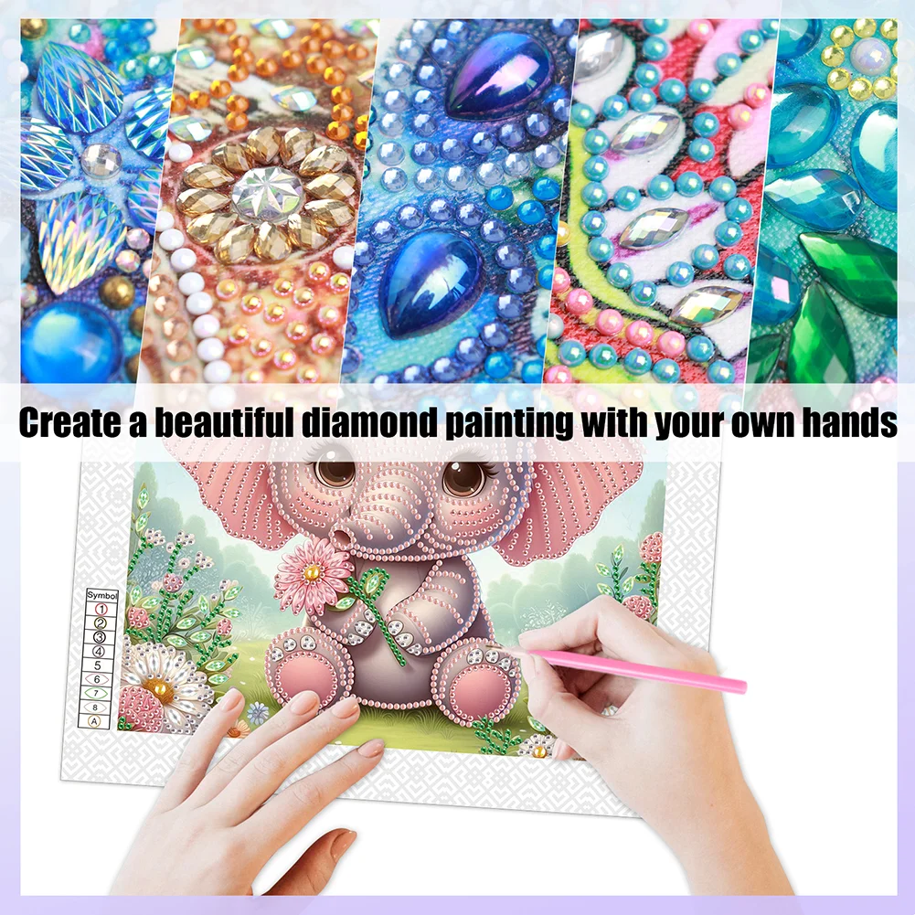 Diamond Painting - Partial Special Shaped Drill - Flower Cute Elephant(Canvas|30*30cm)