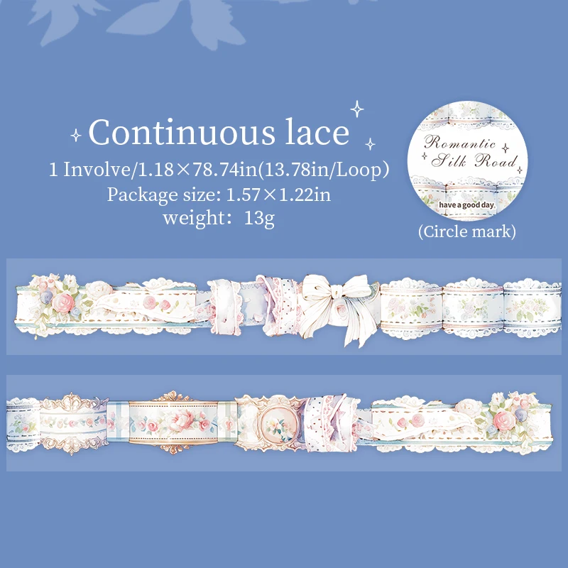 Journalsay 30mm*200cm Romantic Silk Road Series Victorian Theme Flower Landscaping PET Tape 