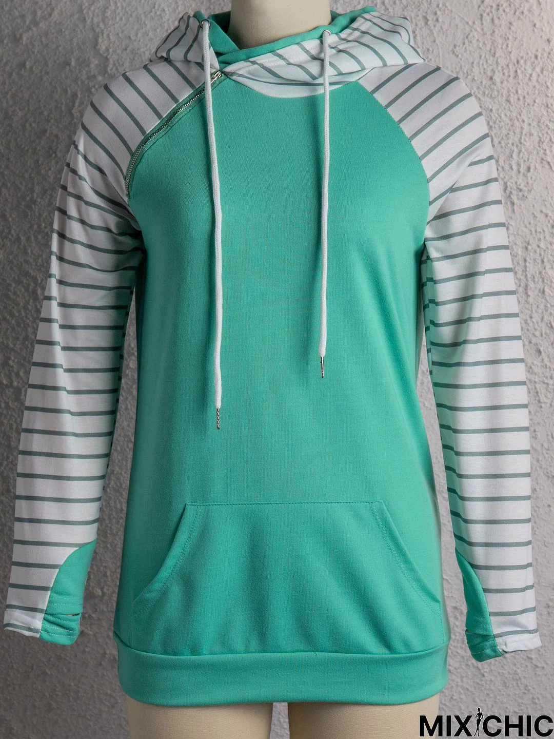 Casual Cotton-Blend Simple  Shift Hoodie Sweatshirt