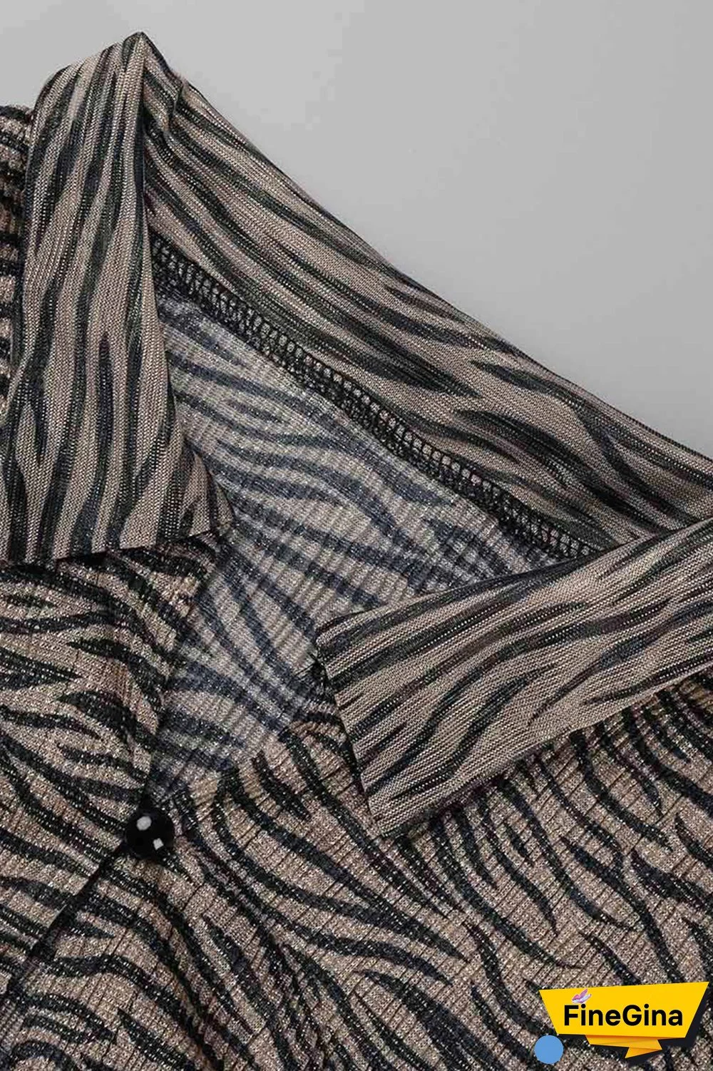 Zebra Sexy Print Patchwork Long Sleeve Two Pieces