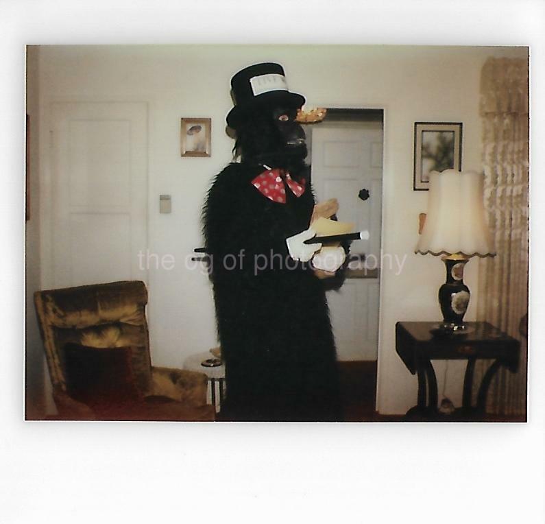 Ape Man FOUND Photo Poster paintingGRAPH Color TOP HAT Original CANE Snapshot VINTAGE 011 10 A