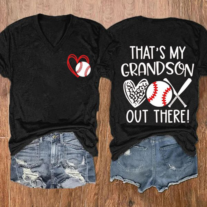 Comstylish Women's That's My Grandson Out There Print Casual T-Shirt