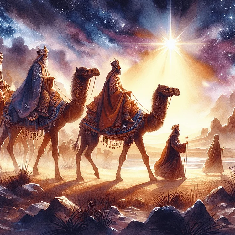 Nativity Of Jesus On Desert Camel 30*30CM (Canvas) Full Round Drill Diamond Painting gbfke