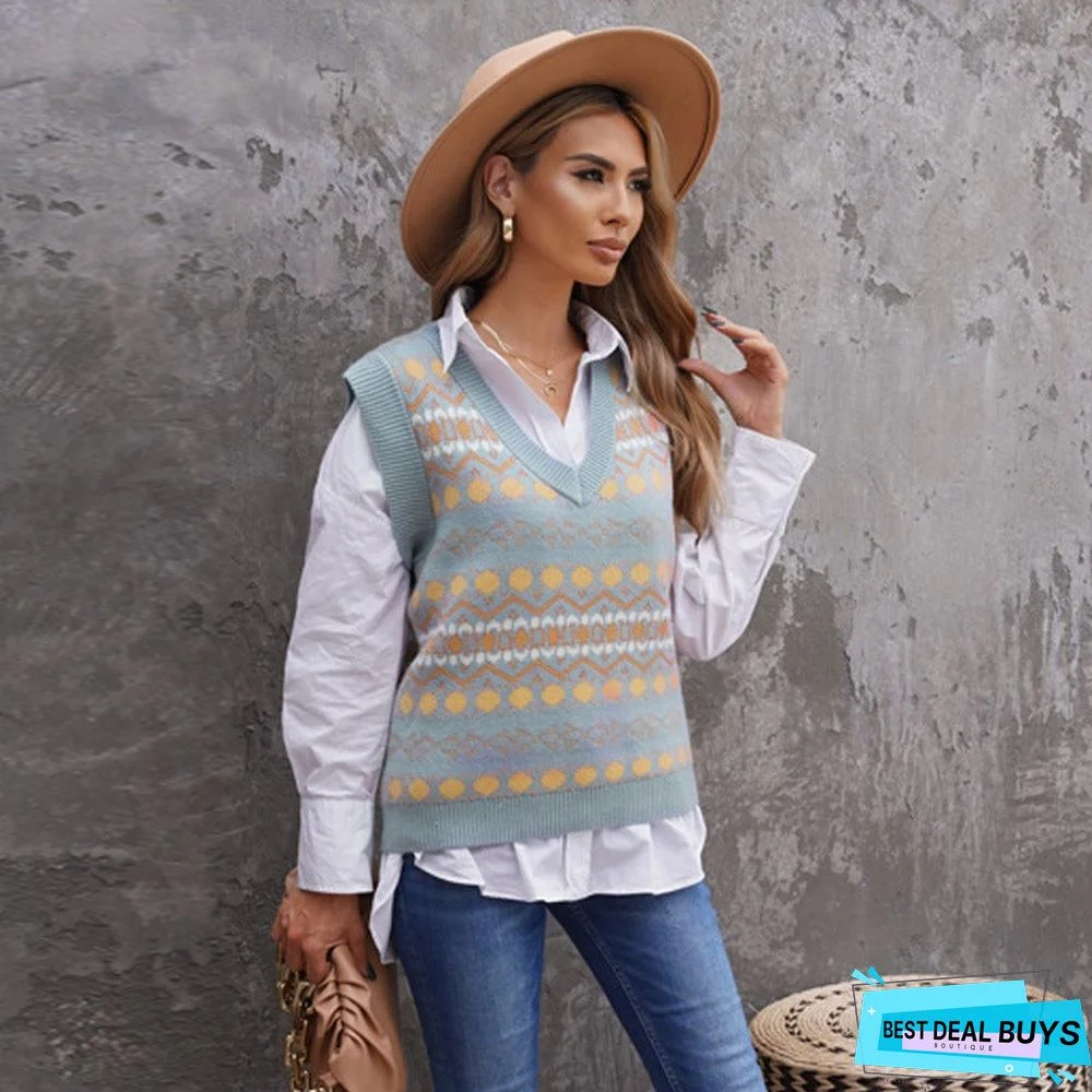 Vest Casual Loose V-Neck Pullover