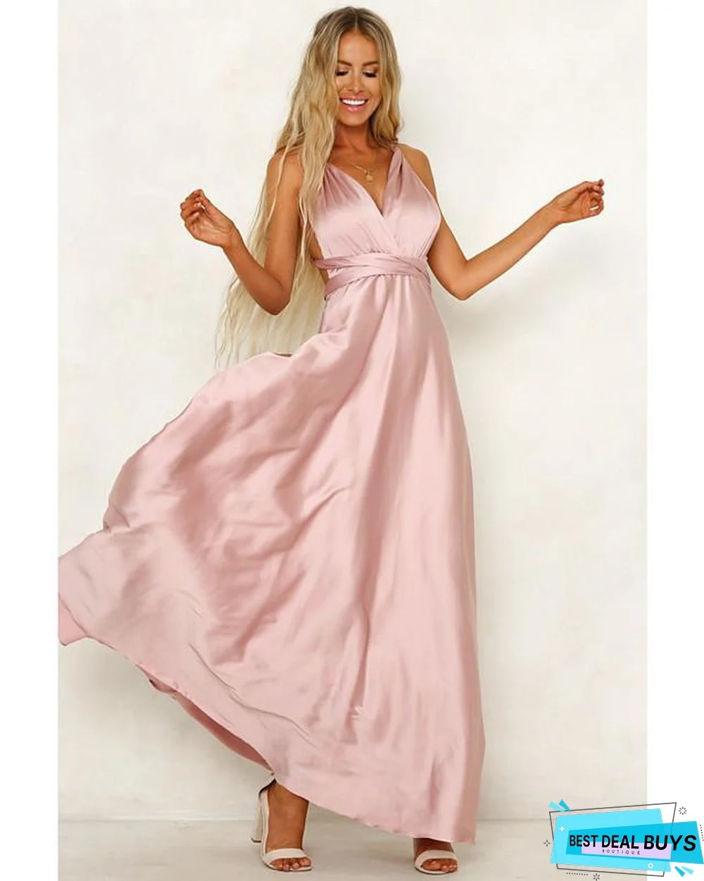 Women's Sheath Dress Maxi long Dress Sleeveless Solid Color Backless Summer Hot Sexy Blushing Pink Green