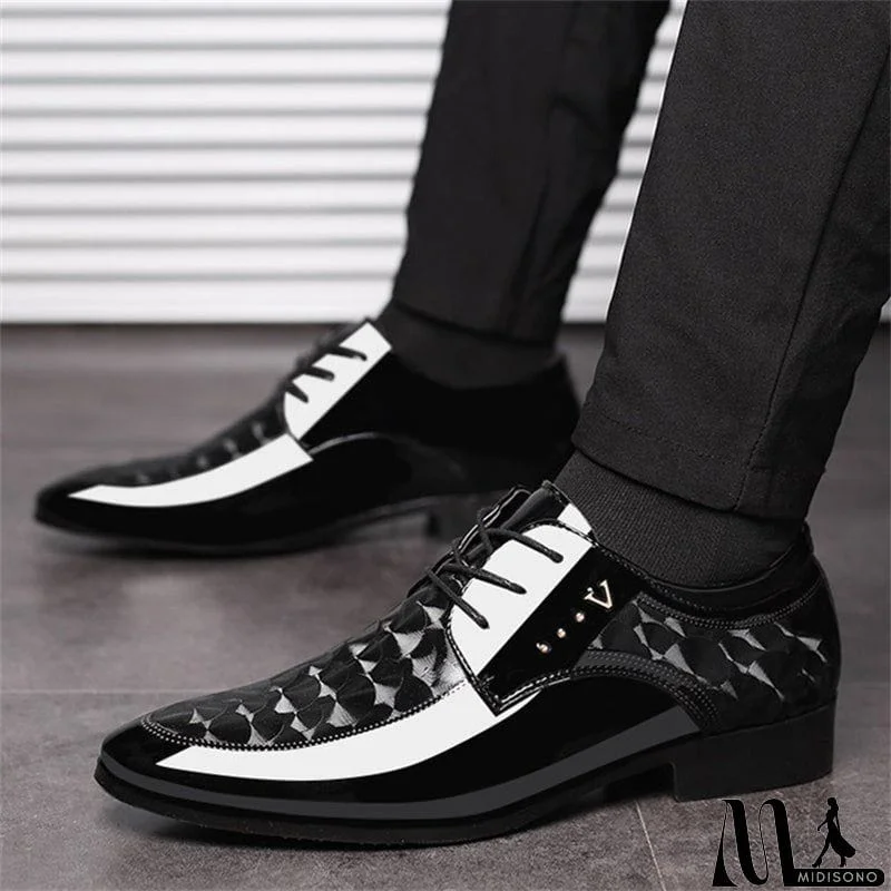 MidiSono - Fashion Pointed Toe All Match Glossy Dress Shoes for Workplace Men