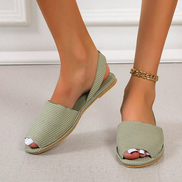 Peep Toe Flat Canvas flat Sandals Shoes Slip on Shallow Female shopify Stunahome.com