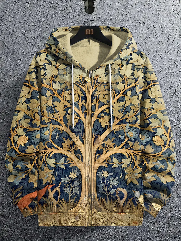Men's Tree Of Life Spiritual Art Print Hooded Zip Up Jacket