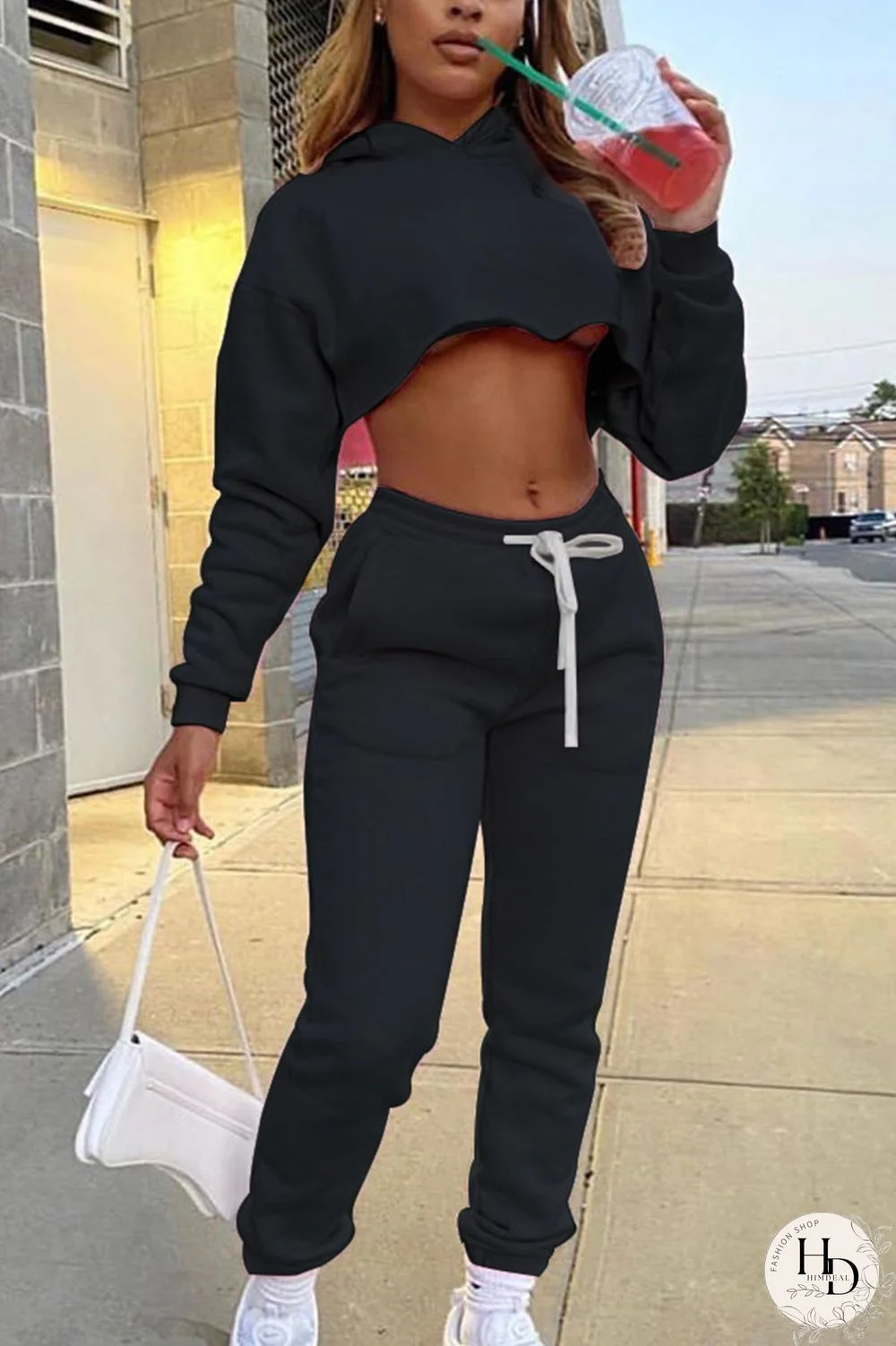 Yellow Casual Solid Split Joint Hooded Collar Long Sleeve Regular Sleeve Short Two Pieces