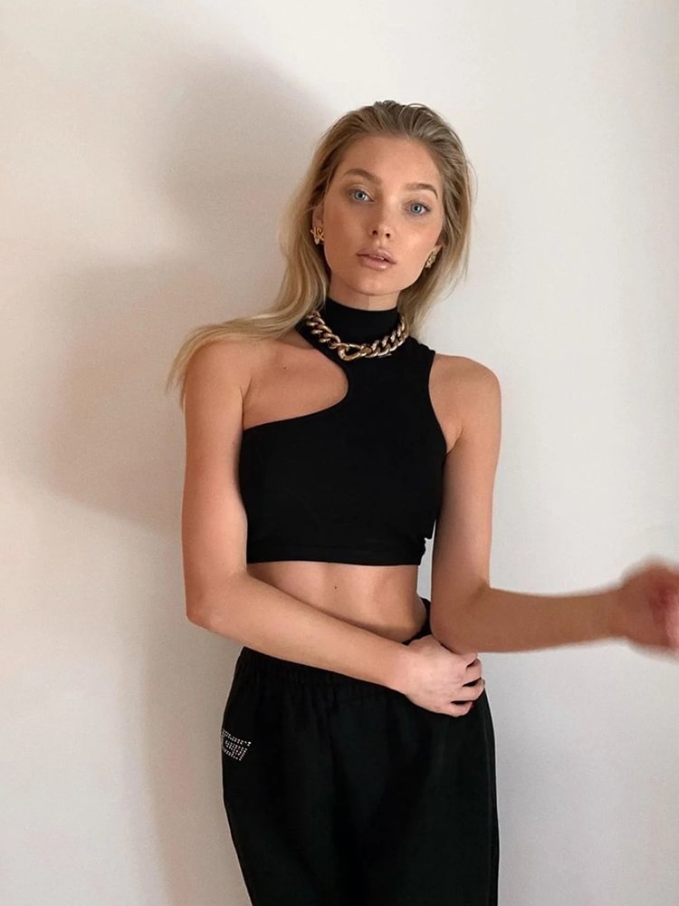 Women High Neck Crop Tank Top With Cut Out Detail Active Asymmetric Crop Tank Top - Shop Trendy Women's Fashion | TeeYours