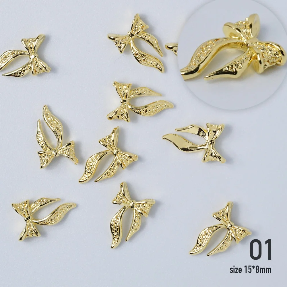 Nail jewelry 3D Alloy high quality zircon Butterfly Flower crystal Pearl Metal Manicure Nails DIY Accessories Nail Decor