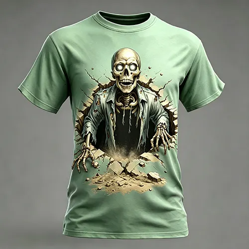 Men's Halloween Optical Zombie Print T-shirt