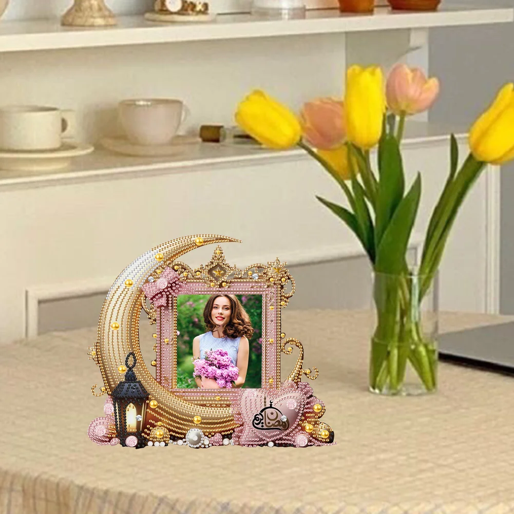 5D DIY Moon Acrylic Special Shape Diamond Painting Picture Frame