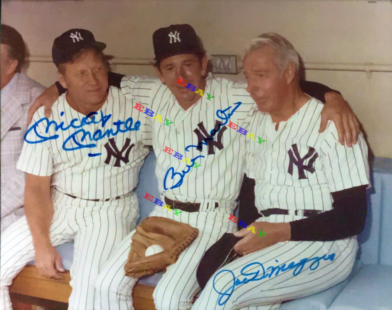 Mickey Mantle Joe Dimaggio Billy Martin Signed Autographed 8x10 Photo Poster painting Reprint