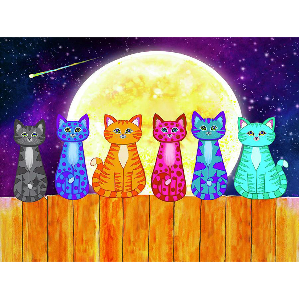 

Colorful Cats Sitting in Rows - Round Drill Diamond Painting - 40*30CM, 501 Original