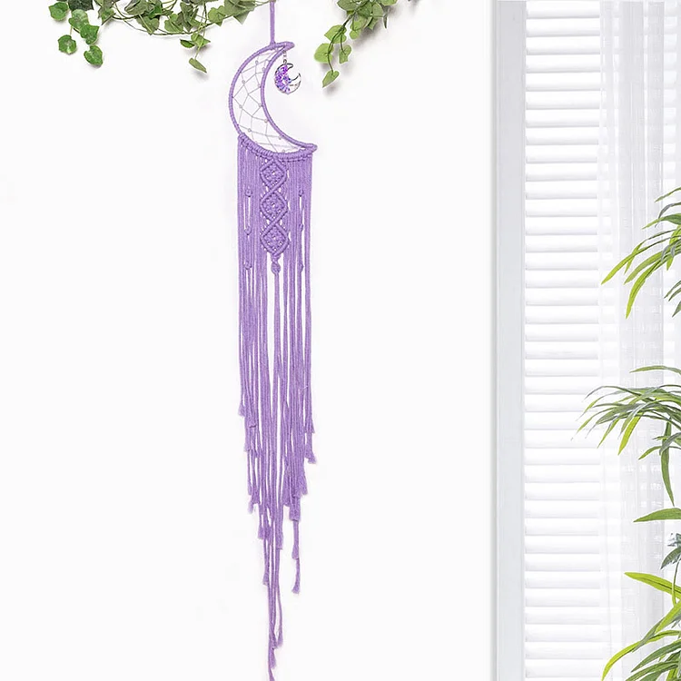 Olivenorma Crystal Tree of Life Braided Cotton Rope Dream Catcher