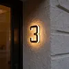 LED Illuminated Modern Address Sign IP44 Waterproof Personalized Solar Powered Address Number with Easy Installation UV Protection for Outside House Light Up Courtyard Hotel Bar