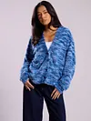 Women's Retro Deep V-Neck Mohair Plush Long Sleeve Cardigan Coat